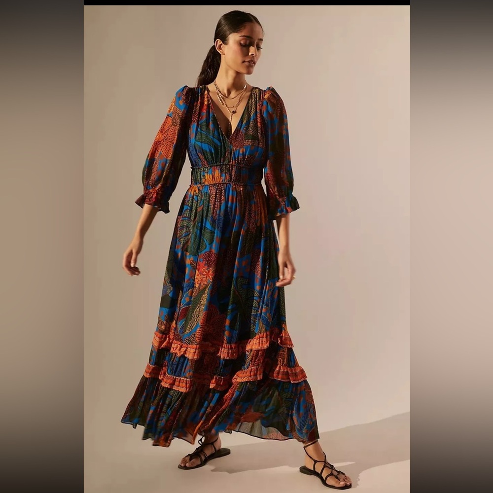 FARM Rio Tropical Anthropologie Maxi Dress Small